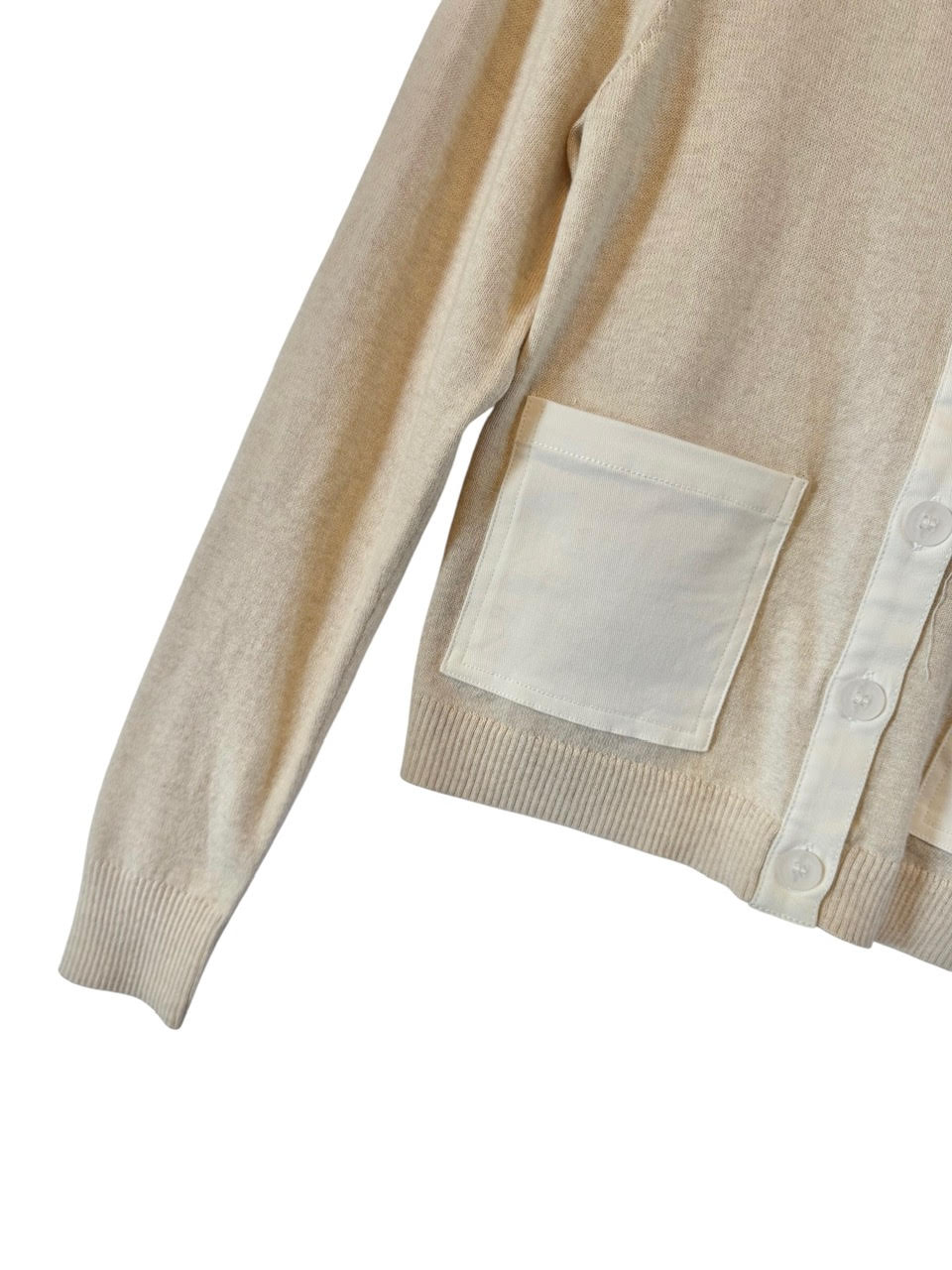 Denim Trim Cardi in oatmeal/white by J. Society