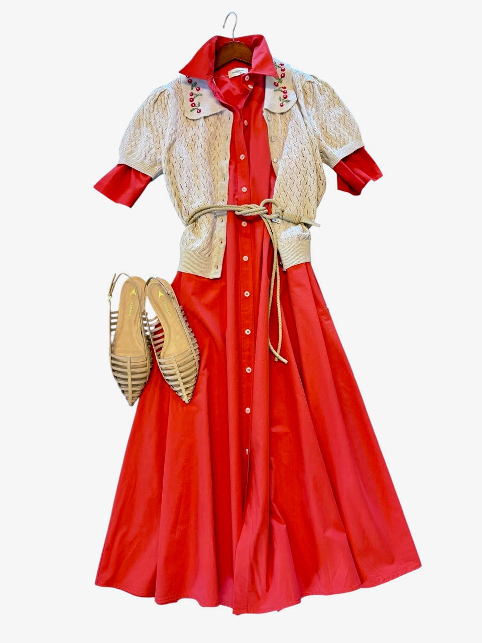 Poplin Shirt Dress in fiamma by Ottod'Ame