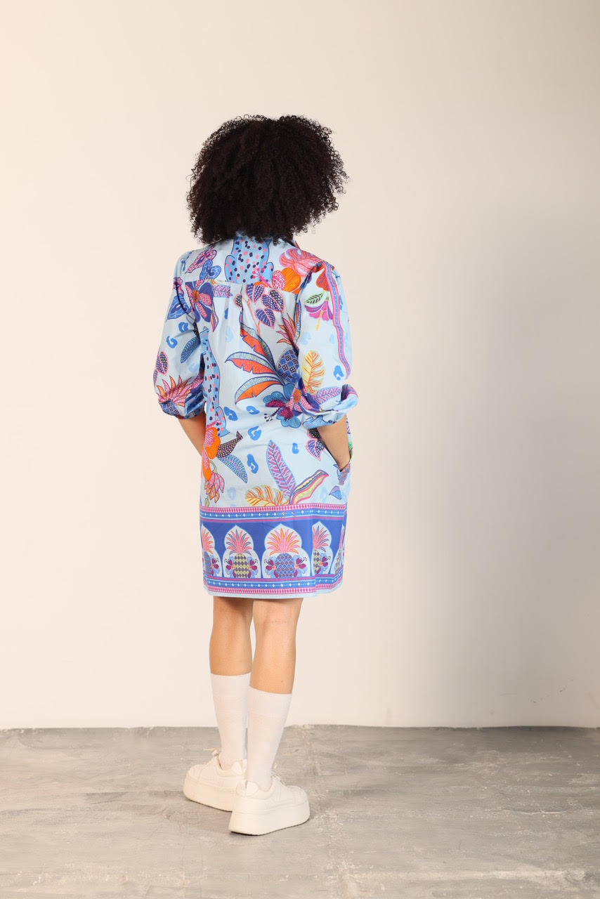 Ava Dress in azure safari by Maude Vivante