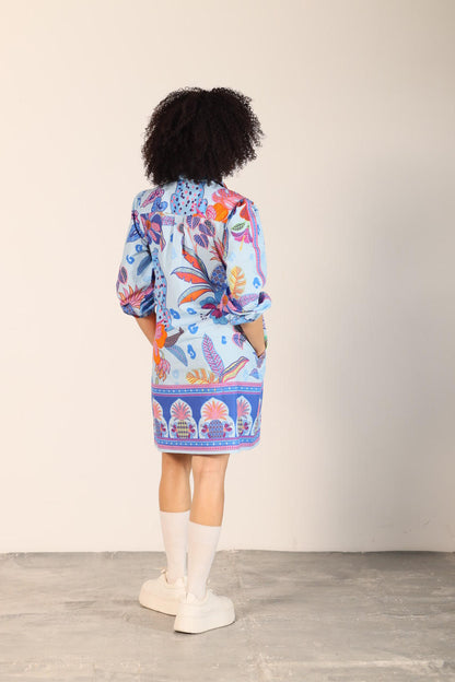 Ava Dress in azure safari by Maude Vivante