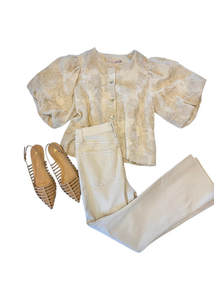 3D Shell Print Top in ecru by Esqualo