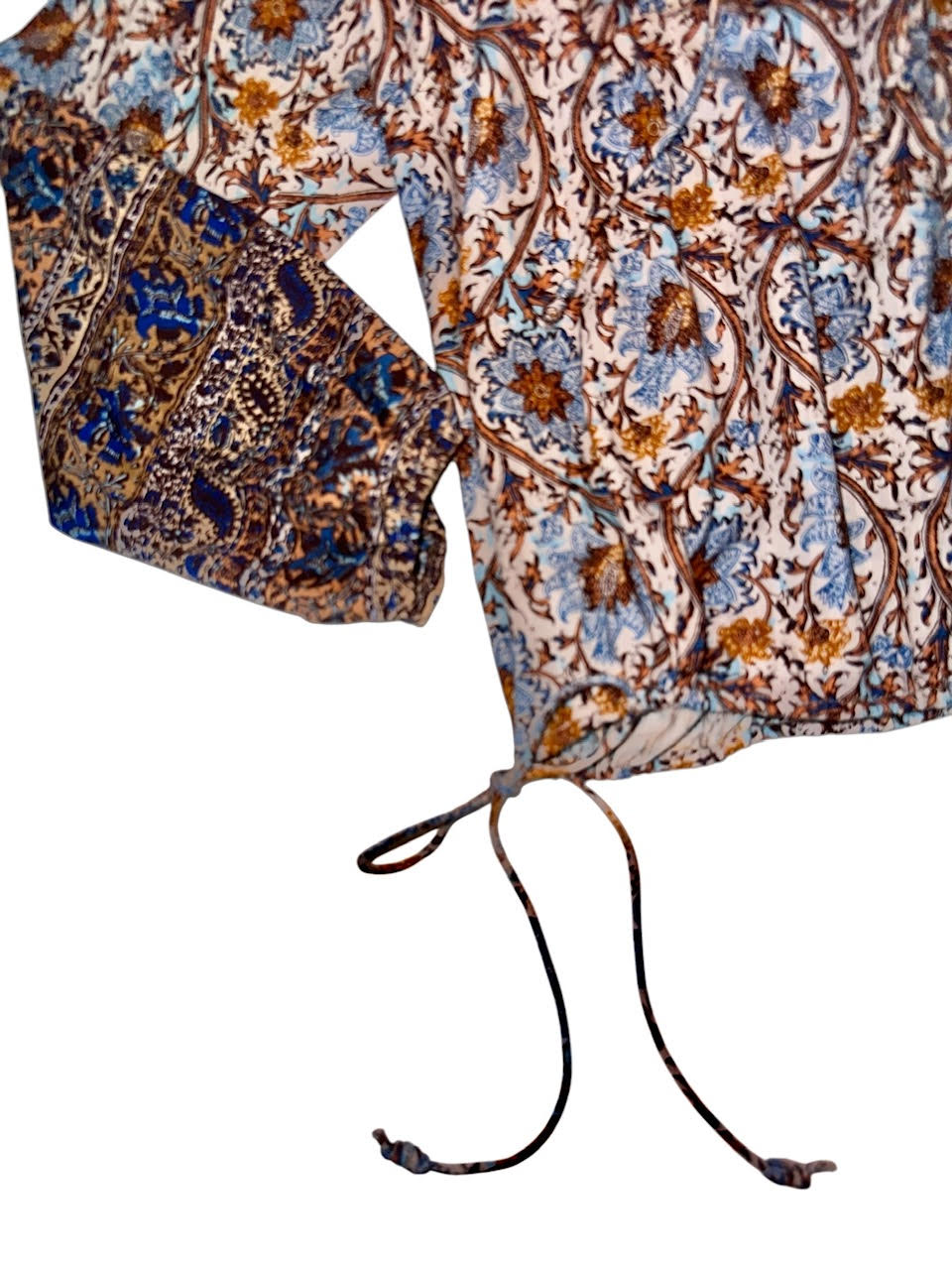 Talia Printed Long Sleeve Blouse in denim/brown by Dylan
