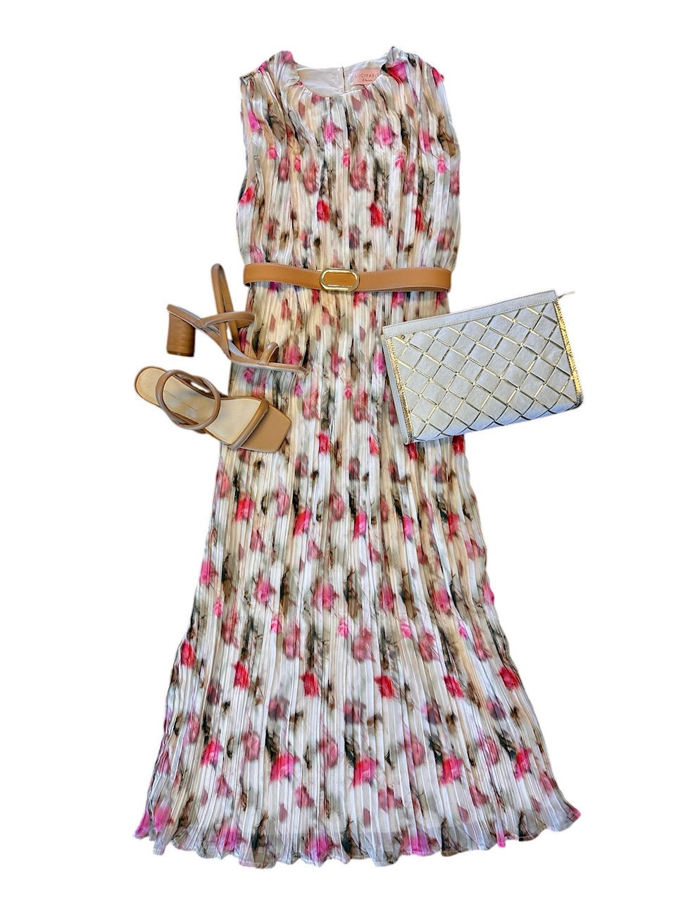Augusta Midi Dress in white floral by Lucy Paris
