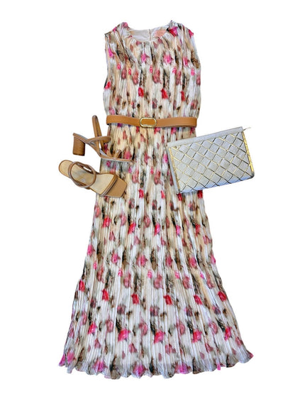 Augusta Midi Dress in white floral by Lucy Paris