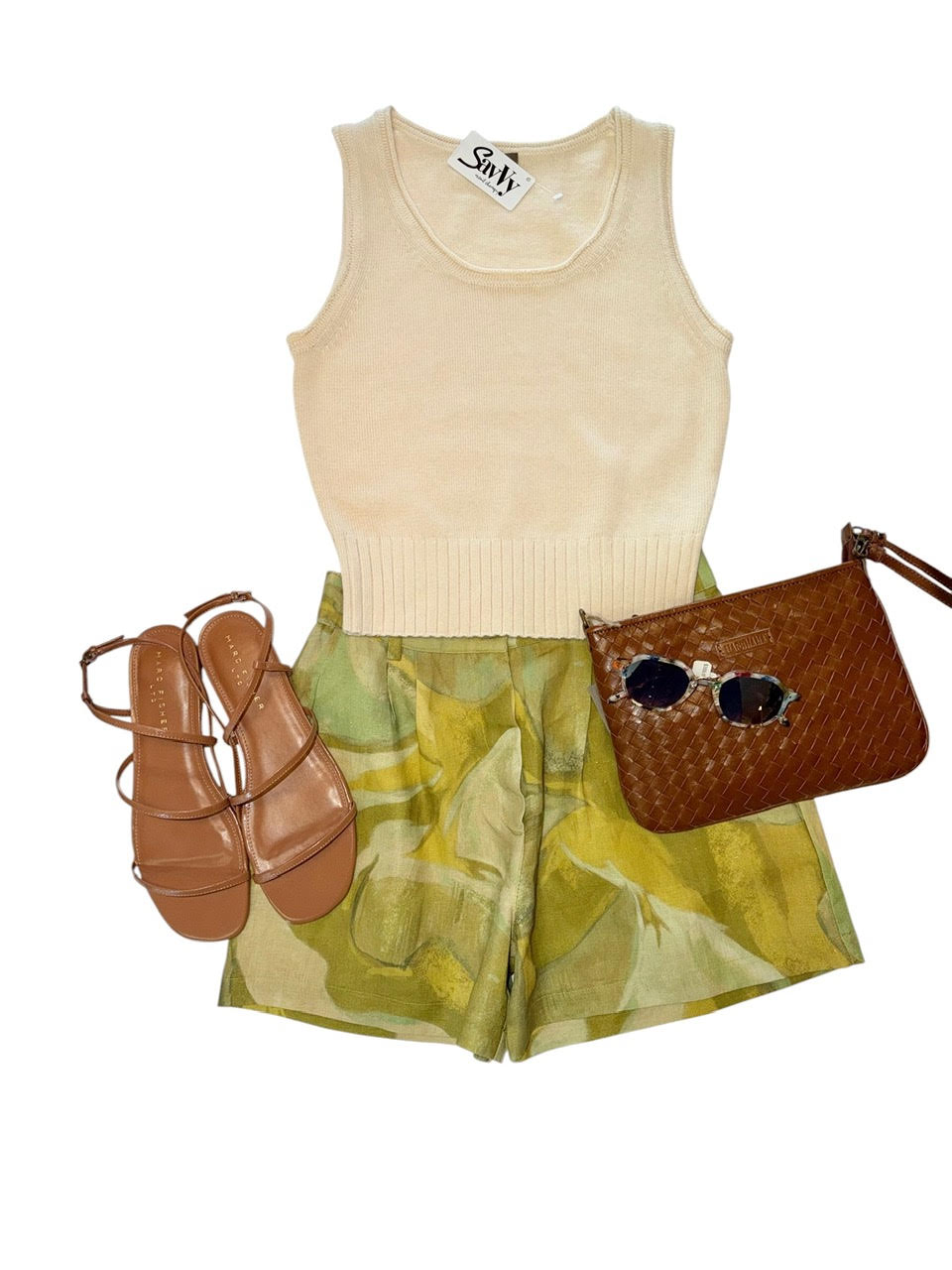 Printed Linen Short in beige by Haris Cotton