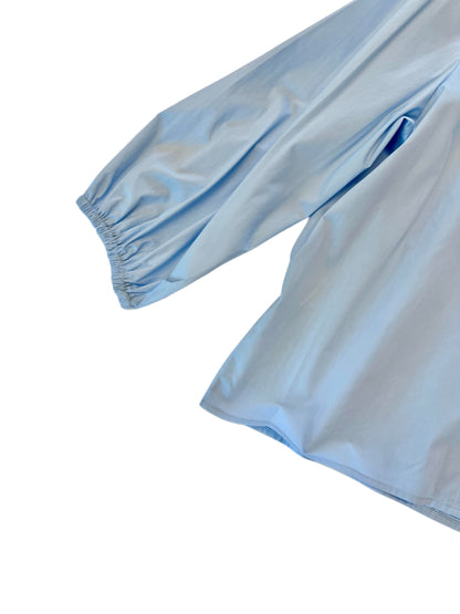 Poplin Cropped Button Up Top in celeste by B-YU
