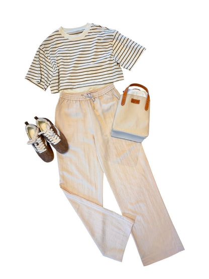 Crinkle Trousers in light sand by Esqualo