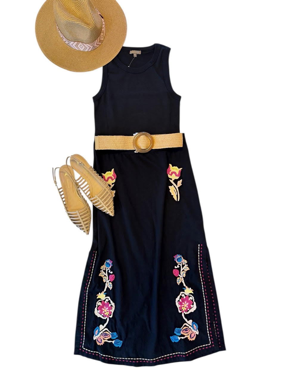 Amarante Embroidered Midi Skirt in black by Louise Misha