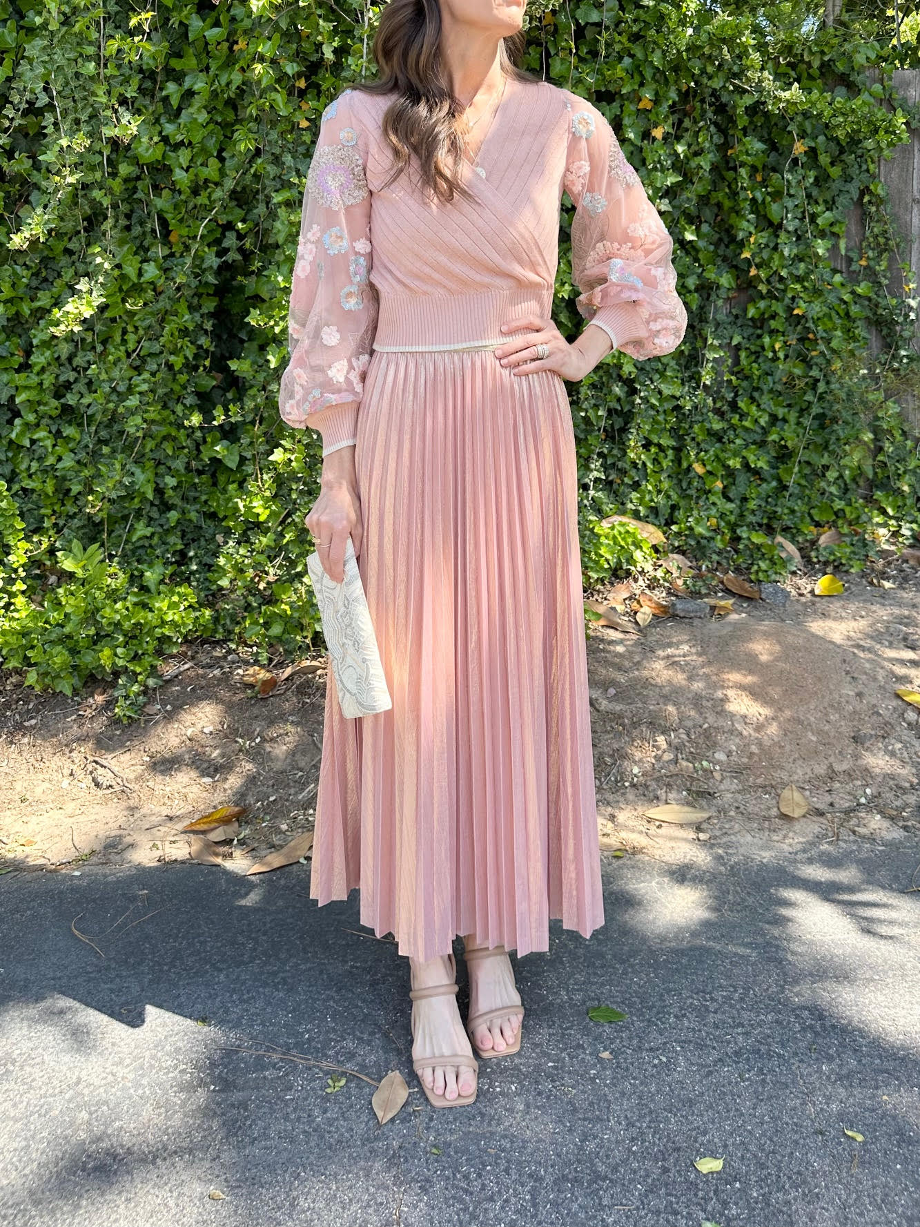 Clarisa Top with Sleeve Detail in blush pearl by Blank
