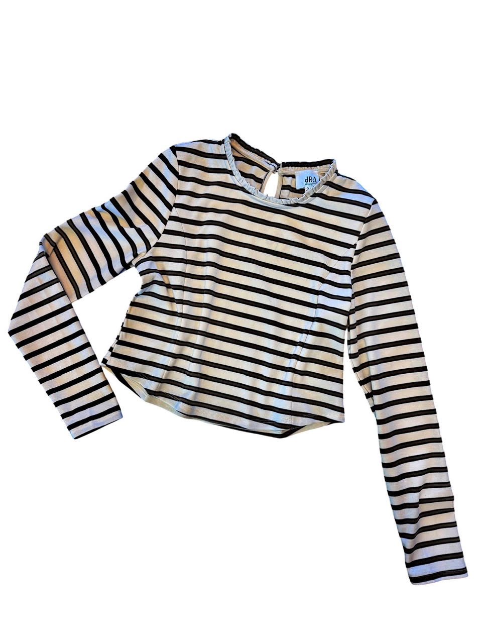 Aviana Long Sleeve Top in bone moss stripe by dRA