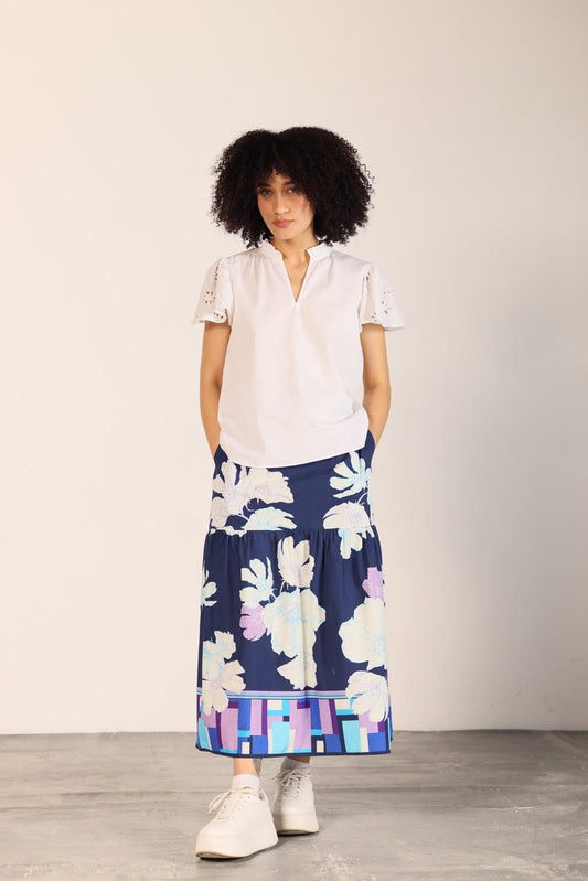 Ada Floral Printed Skirt in ink by Maude Vivante