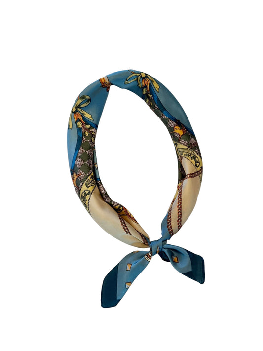 Chain Printed Bandana Scarf in blue