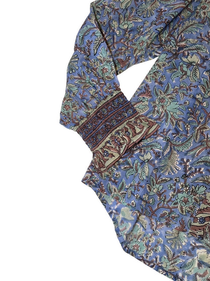 Thursday Longsleeve Top in bird floral blue by La Plage