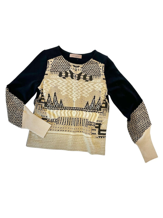 Long Sleeve Printed Sweater in black/taupe by Aldo Martins