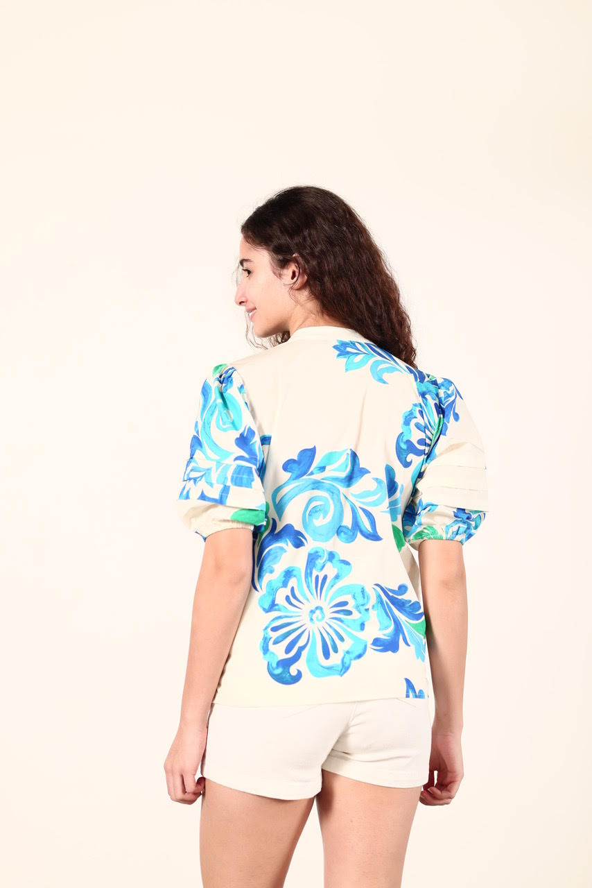 Raya Top in ocean bloom by Maude Vivante