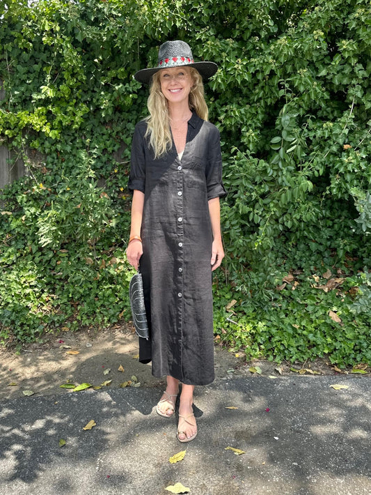 Linen Maxi Dress in black by Esqualo