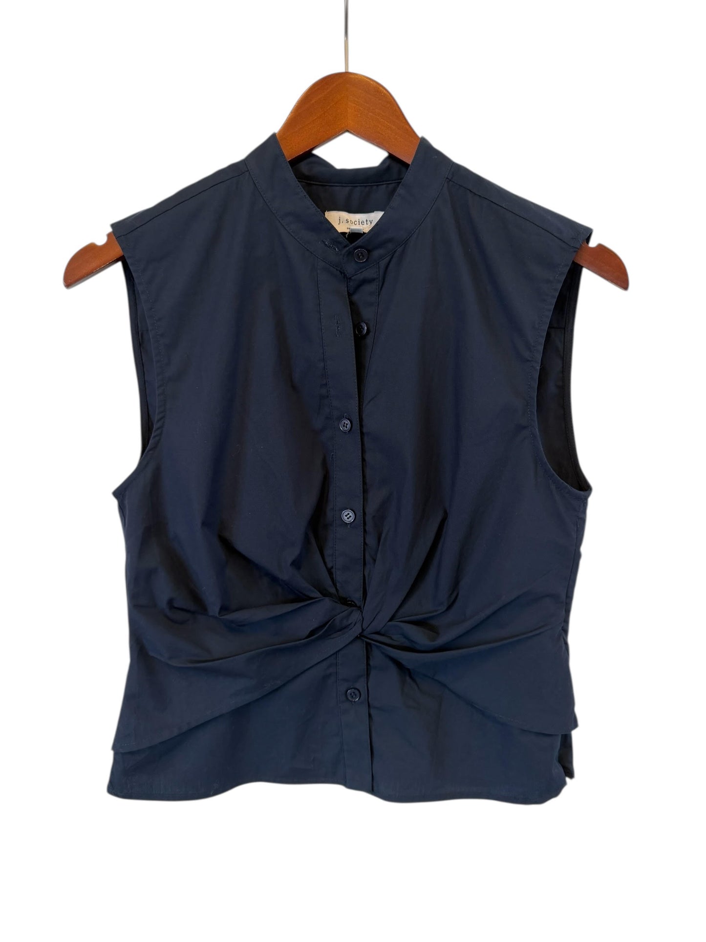 Sleeveless Twist Front Top in navy by J. Society