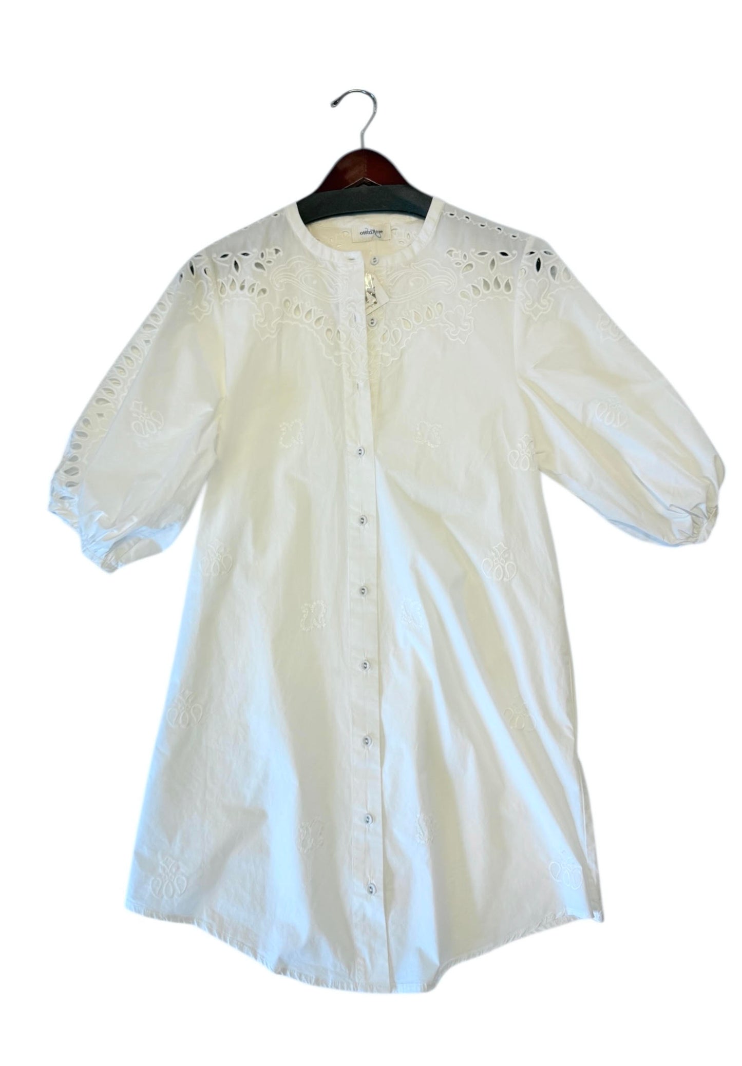 Woven Eyelet Dress in off white by Ottod'Ame