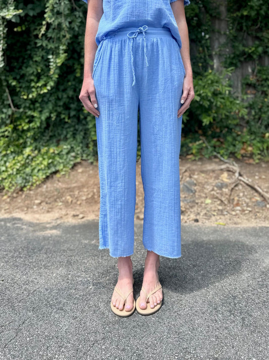 Ribbed Waist Midi Pants in ocean abyss by Mododoc
