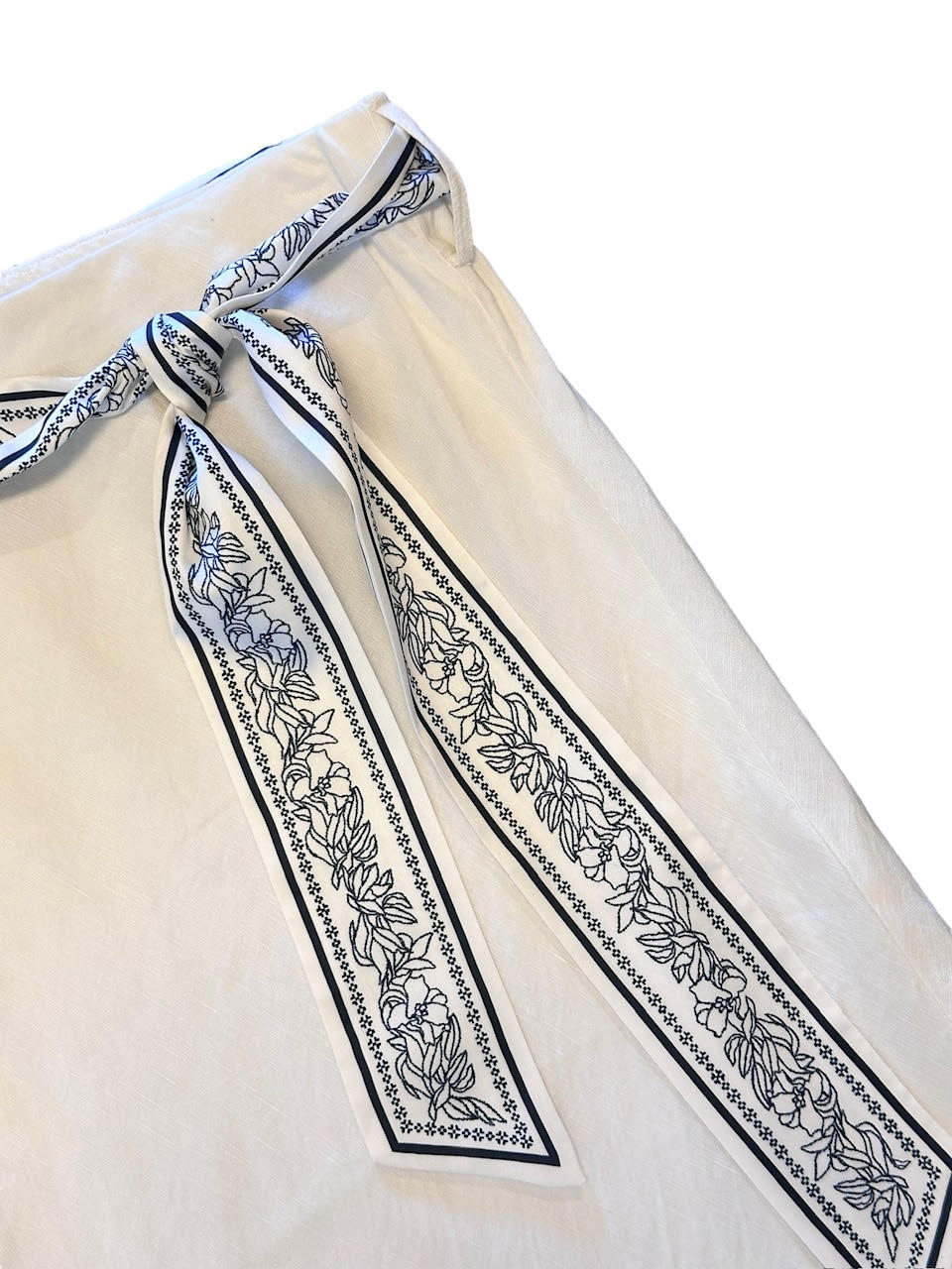 Bias Midi Skirt with Waist Scarf in white by Current Air