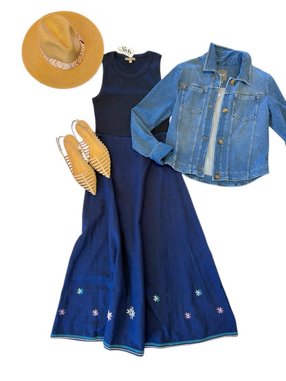 Dafne Canvas Skirt in midnight by Louise Misha