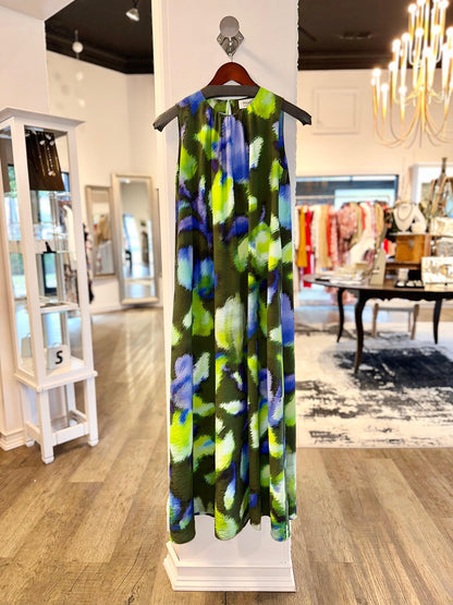 Printed Sleeveless Dress in forest by Psophia