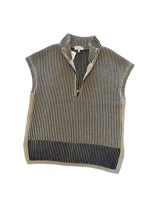 Zip Front Sweater Vest in taupe/navy by J.Society