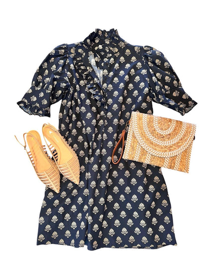 Westport Dress in black leaf by NavyBleu