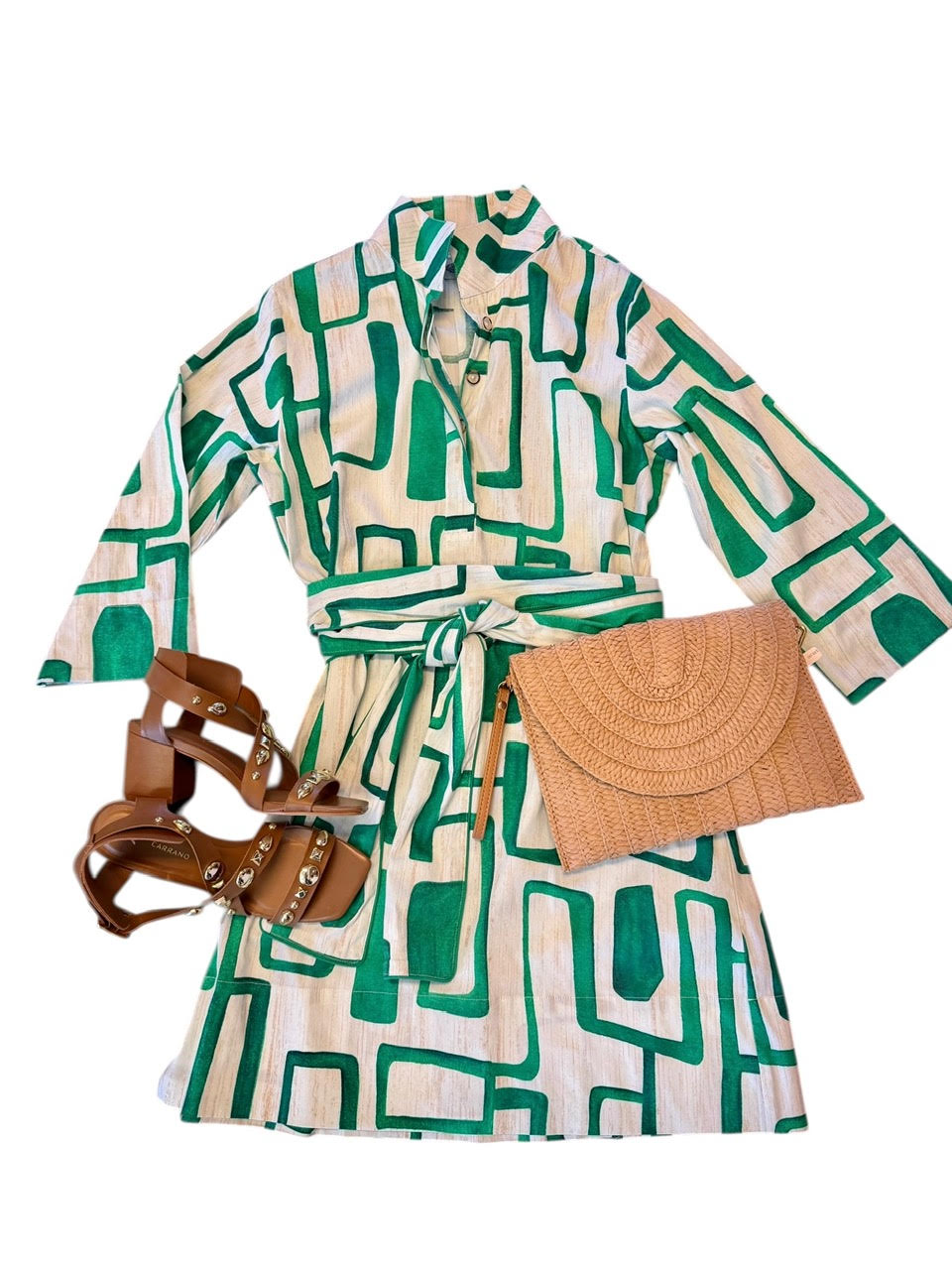 Arden Dress in jade geometric by Holly Shae