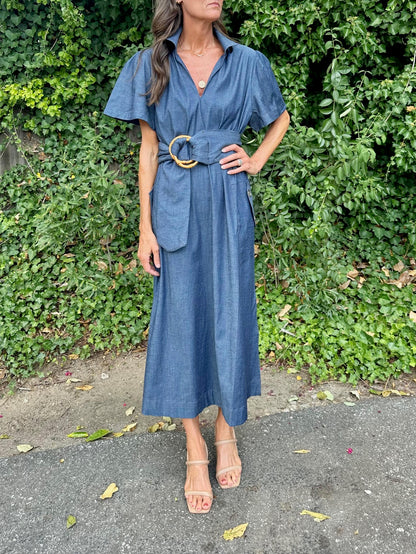 Gretchen Maxi Dress in stretch denim by Holly Shae