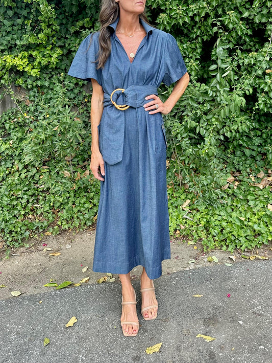 Gretchen Maxi Dress in stretch denim by Holly Shae