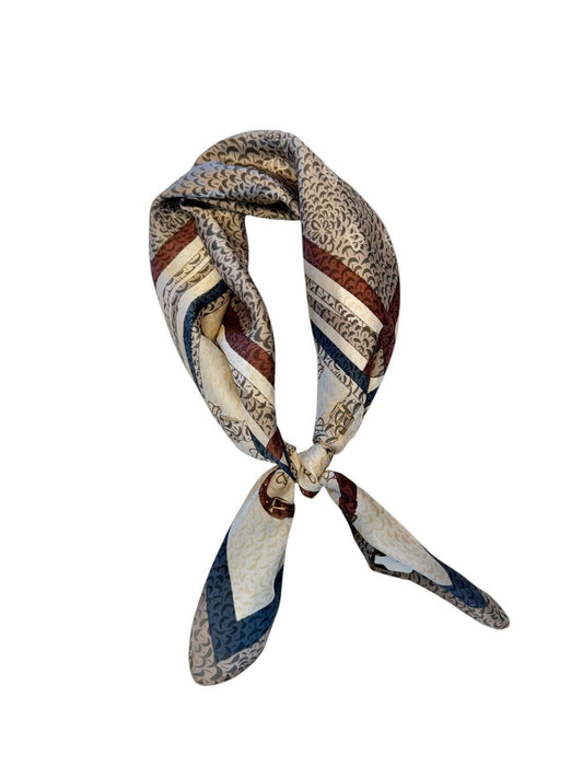 Multi Printed Silky Bandana scarf in beige
