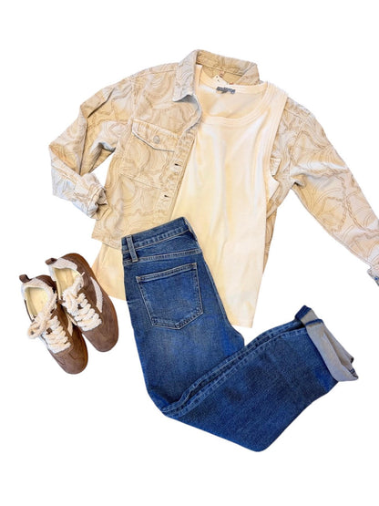 3D Embroidered Jacket in beige by Esqualo