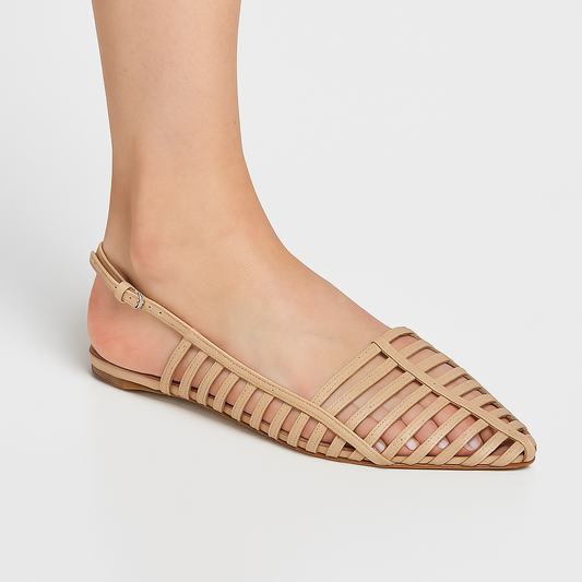 Kara Caged Slingback Flat in cru by Carrano