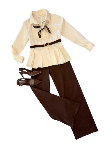 Chain Print Silky Bandana Scarf in beige