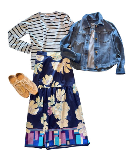 Ada Floral Printed Skirt in ink by Maude Vivante