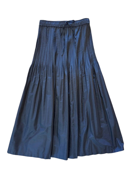 Elastic Waist Pleated Midi Skirt in navy by Current Air