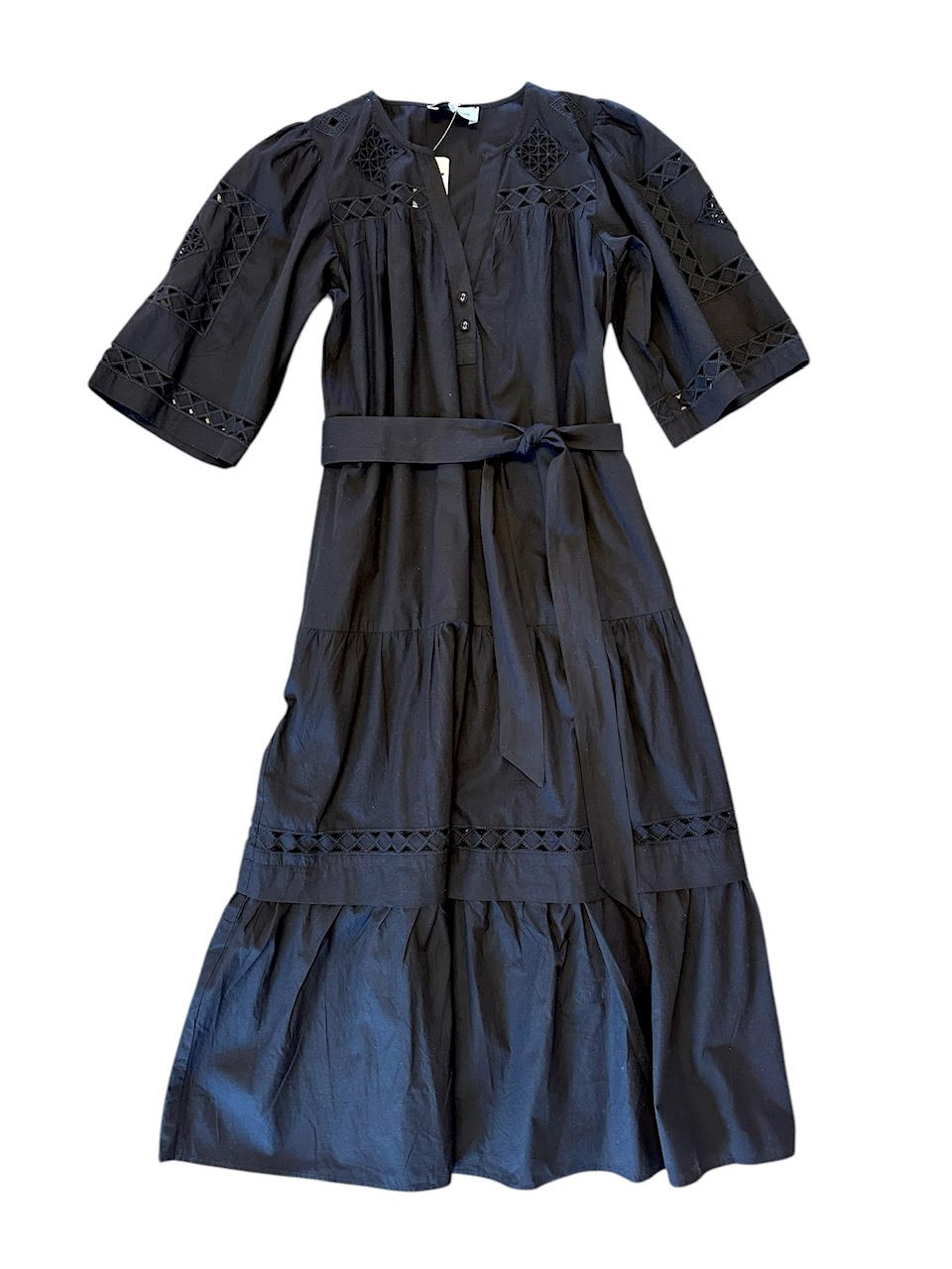 Biarritz African Cut Out Midi Dress in black by Rose & Rose