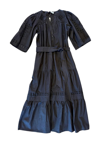 Biarritz African Cut Out Midi Dress in black by Rose & Rose