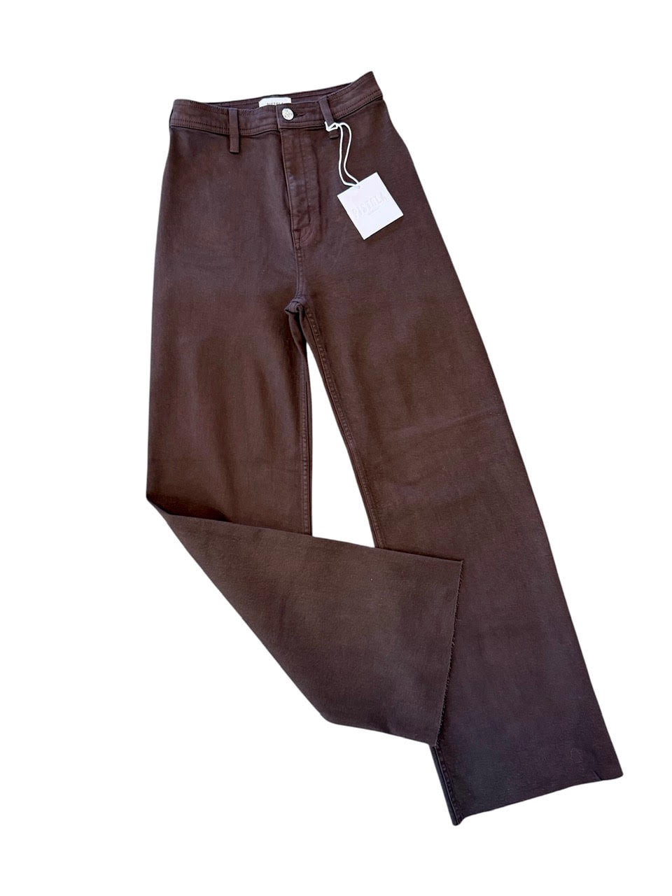 Penny High Rise Wide Leg Crop Jean in mocha by Pistola