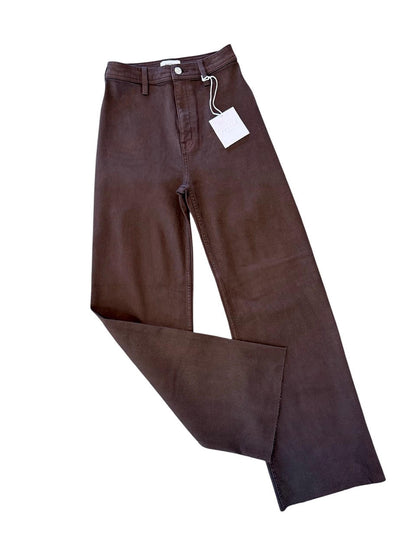 Penny High Rise Wide Leg Crop Jean in mocha by Pistola