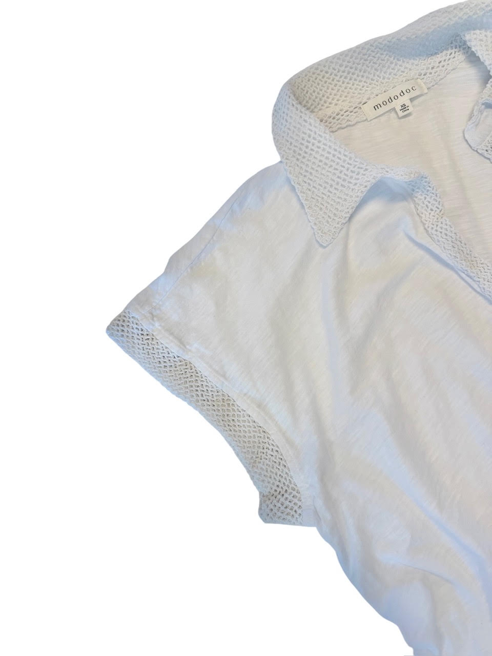 Short Sleeve Easy Polo Tee in white halo by Mododoc