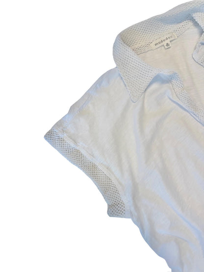 Short Sleeve Easy Polo Tee in white halo by Mododoc