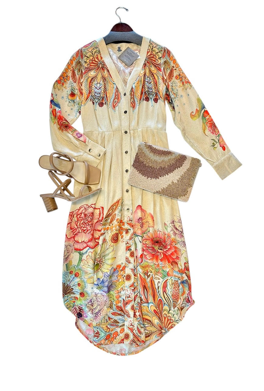 Rikke Floral Dress in off white by Blank