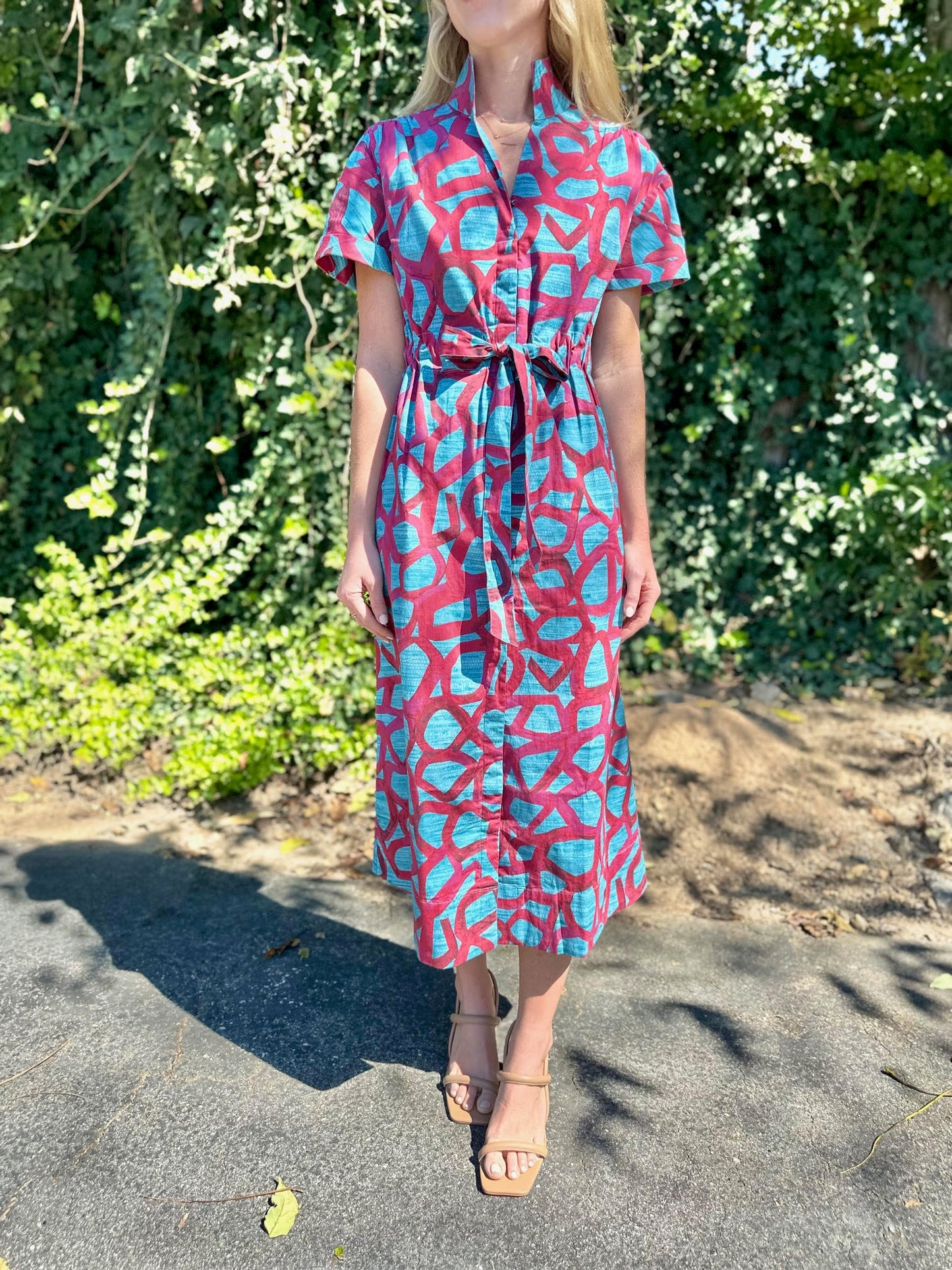 Bria Dress with Sash in garnet swirl by Holly Shae