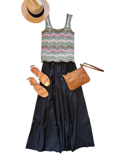A-line Midi Skirt in black by Elan