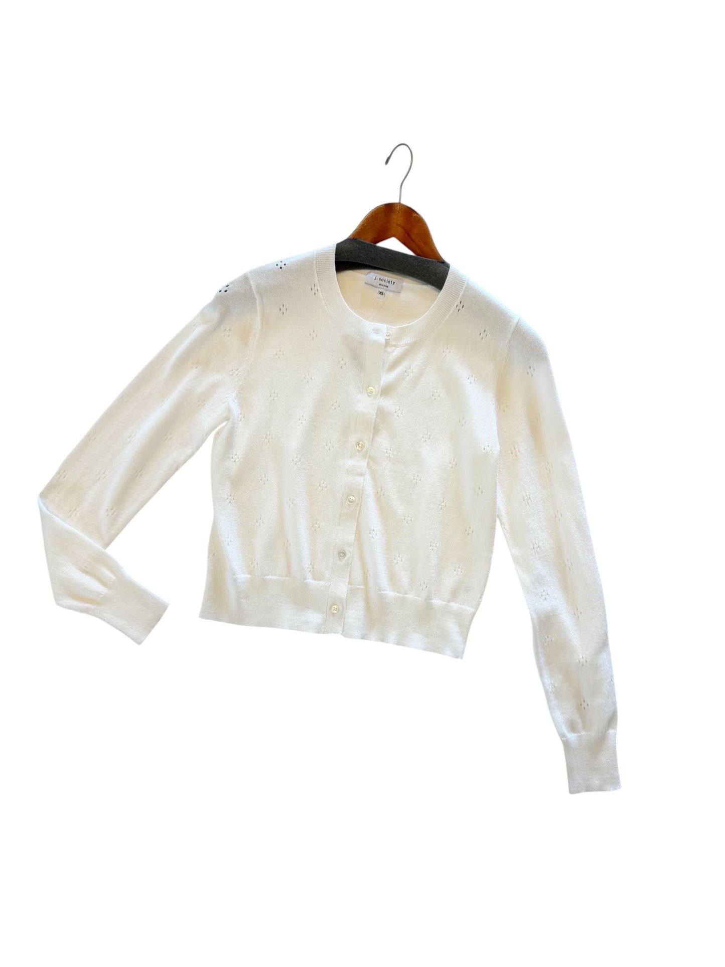 Pointelle Cardi in white by J. Society