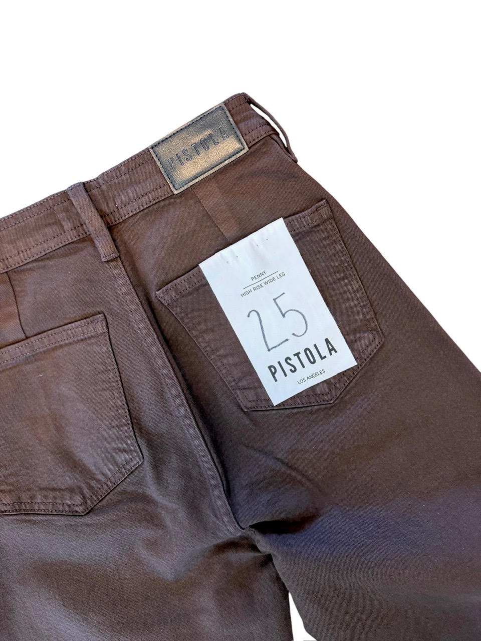Penny High Rise Wide Leg Crop Jean in mocha by Pistola