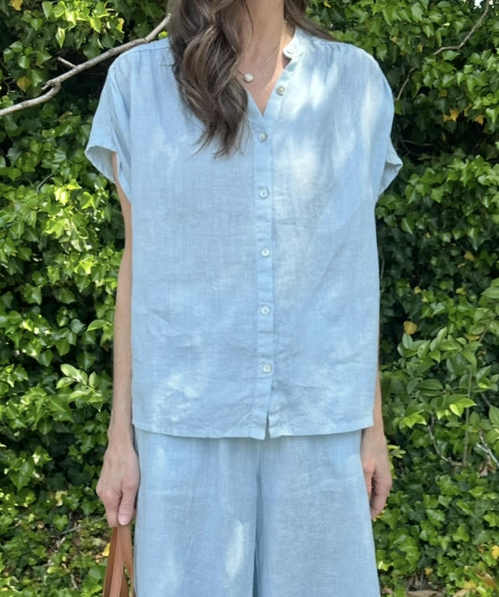 Linen Shirt in ocean air by Haris Cotton