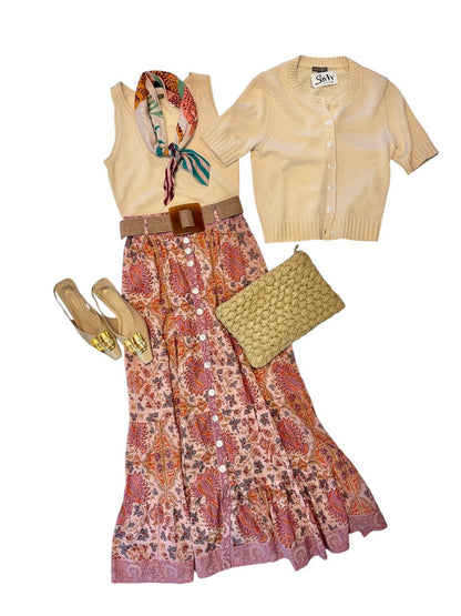 Promenade Maxi Skirt in estate print by La Plage